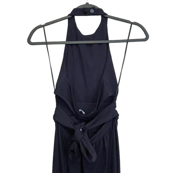 Susana Monaco Jumpsuit Sleeveless Halter Tie Open Back Stretch Small Midnight - Picture 7 of 8